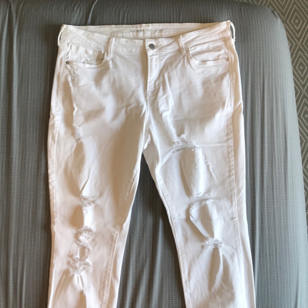 White Distressed Skinny Jeans
